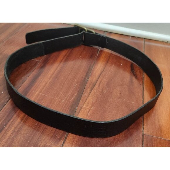 Women’s Genuine Leather Belt Made Italy Black Brass Buckle Textured Wide Belt M - Picture 4 of 10